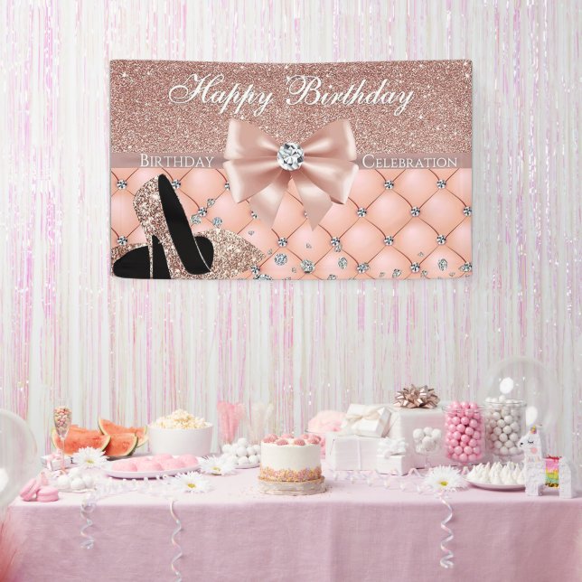 Glitter High Heels Diamonds Bowknot Rose Gold Sign (Party)