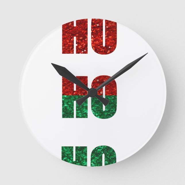 glitter ho ho ho round clock (Front)