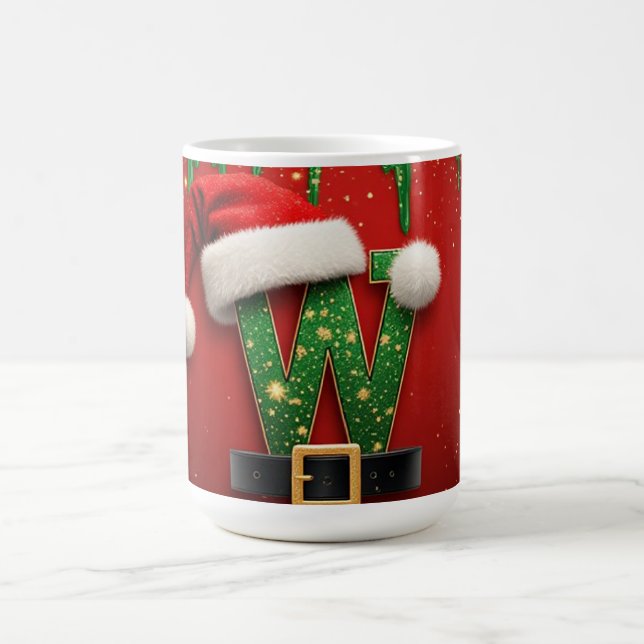Glitter Holiday W For Winter Names Coffee Mug (Center)