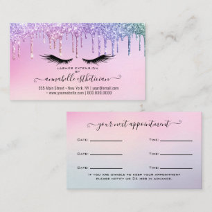 Glitter Holograph Eyelash Extension Appointment   Business Card