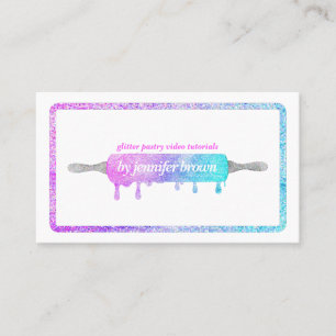 Glitter holographic Cooking pastry Business Card