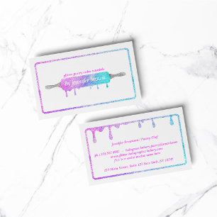 Glitter holographic Cooking pastry Business Card