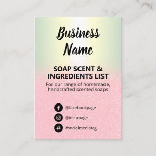 Glitter & Holographic Soap Scent Ingredients List Business Card