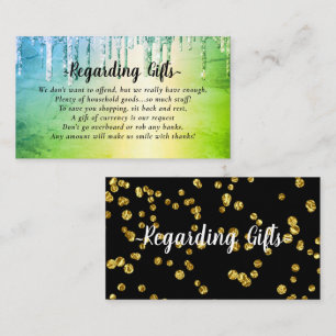 Glitter Honeymoon Fund bridal shower or wedding En Enclosure Card