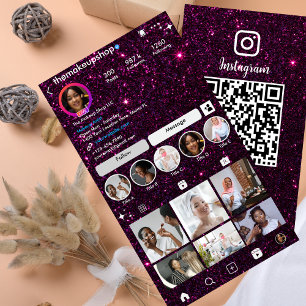 Glitter Instagram Dark Purple Business Card