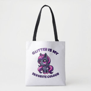 Glitter is my favourite colour cute pony unicorn tote bag