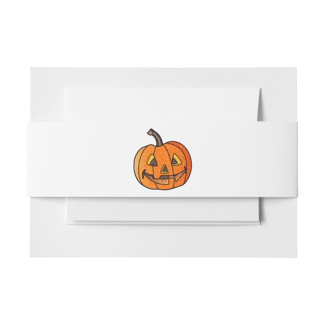 Glitter Jack O'Lantern Invitation Belly Band (Front Example)