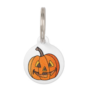 Glitter Jack O'Lantern Pet Tag