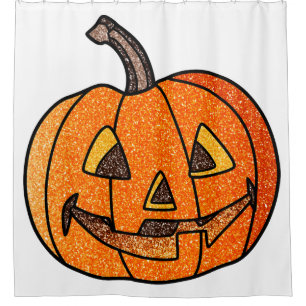 Glitter Jack O'Lantern Shower Curtain