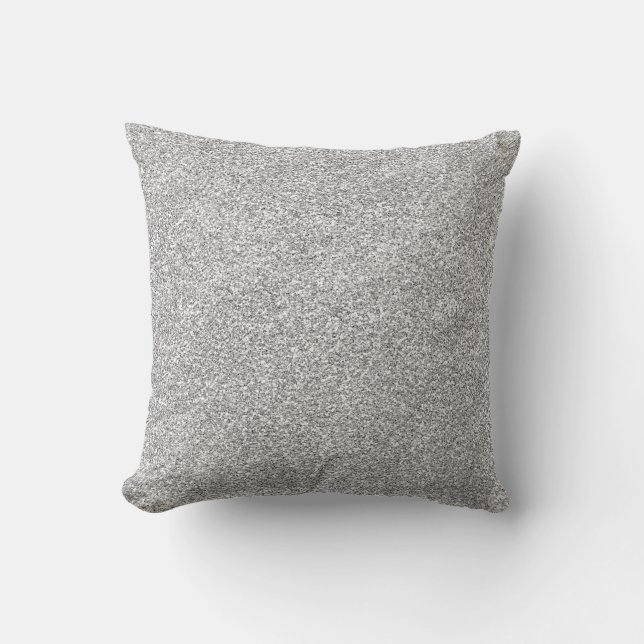 Glitter Jewelled White Silver Sparkle Stylish Faux Cushion (Front)
