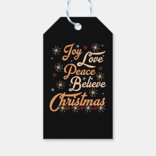 Glitter Joy Love Peace Believe Christmas Gift Tags