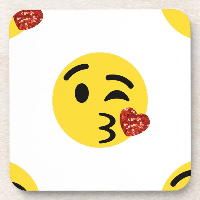glitter kiss emoji coaster (Front)