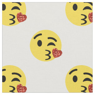 glitter kiss emoji fabric