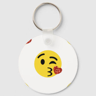 glitter kiss emoji key ring