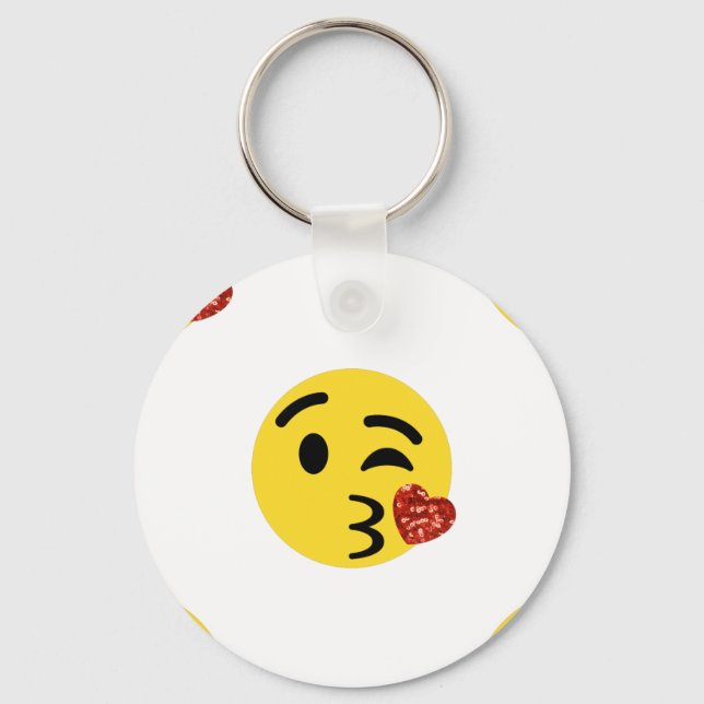glitter kiss emoji key ring (Front)