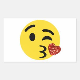 glitter kiss emoji rectangular sticker