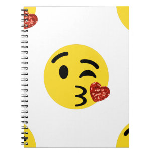 glitter kiss emoji spiral notebook