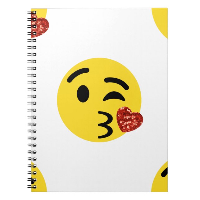glitter kiss emoji spiral notebook (Front)