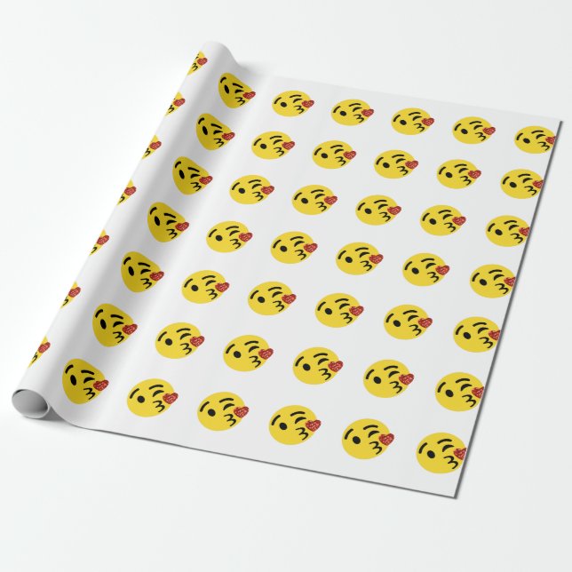 glitter kiss emoji wrapping paper (Unrolled)