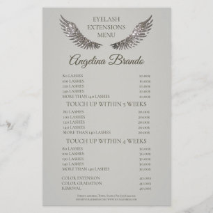Glitter Lashes Eyelash Extensions Grey Price List Flyer
