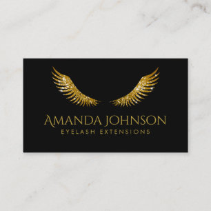 Glitter Lashes Gold Wings Simple Black Card