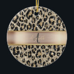 Glitter Leopard Pattern Monogram   Ceramic Tree Decoration<br><div class="desc">Elegant glitter leopard pattern with your monogram. The perfect romantic gift idea. Click the Customise It button to change fonts,  move text around and further customise your design.</div>