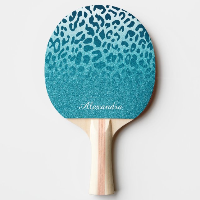 Glitter Leopard Ping Pong Paddle (Back)