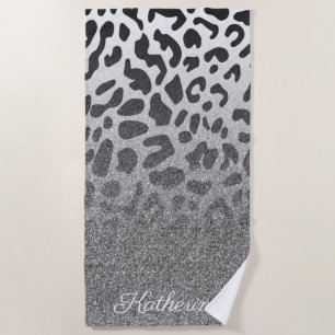 Glitter Leopard Print Beach Towel