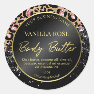 Glitter Leopard Print Black Body Butter Labels