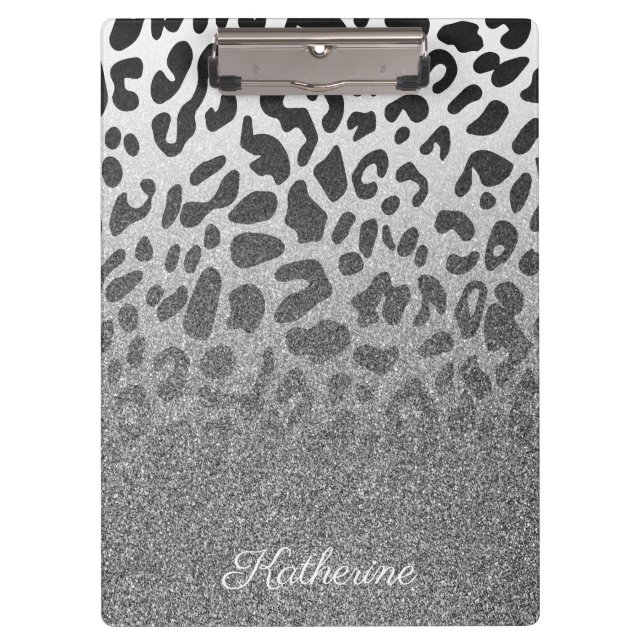 Glitter Leopard Print Clipboard (Front)