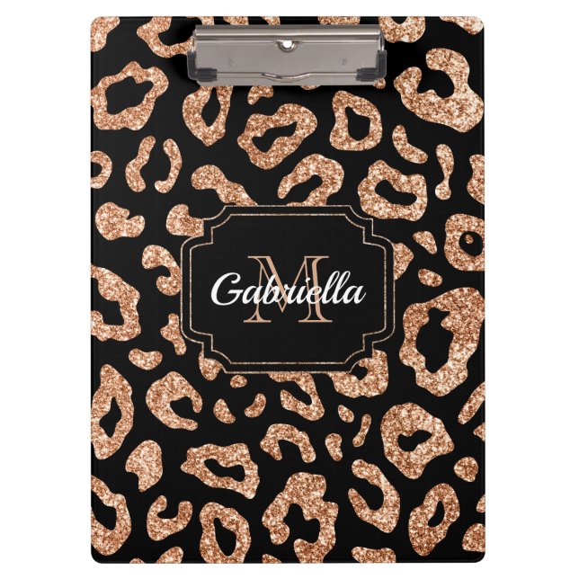 Glitter Leopard Print Clipboard (Front)