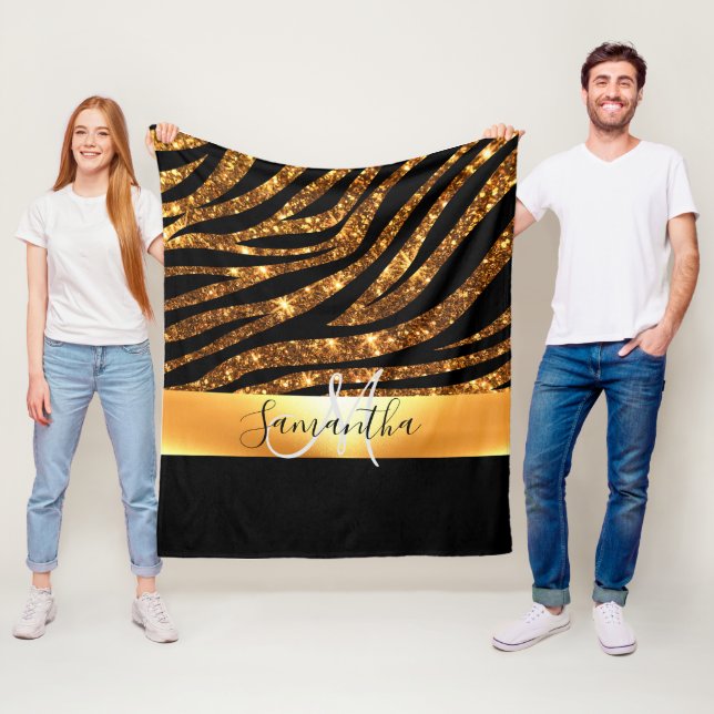 Glitter Leopard Print Fleece Blanket (In Situ)