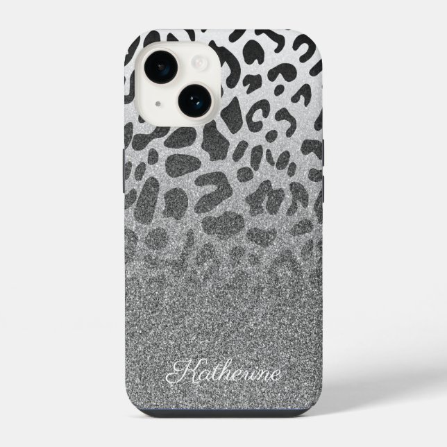Glitter Leopard Print iPhone Case (Back)