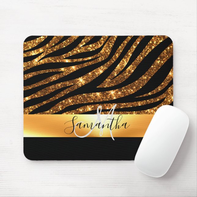 Glitter Leopard Print Mouse Pad (With Mouse)