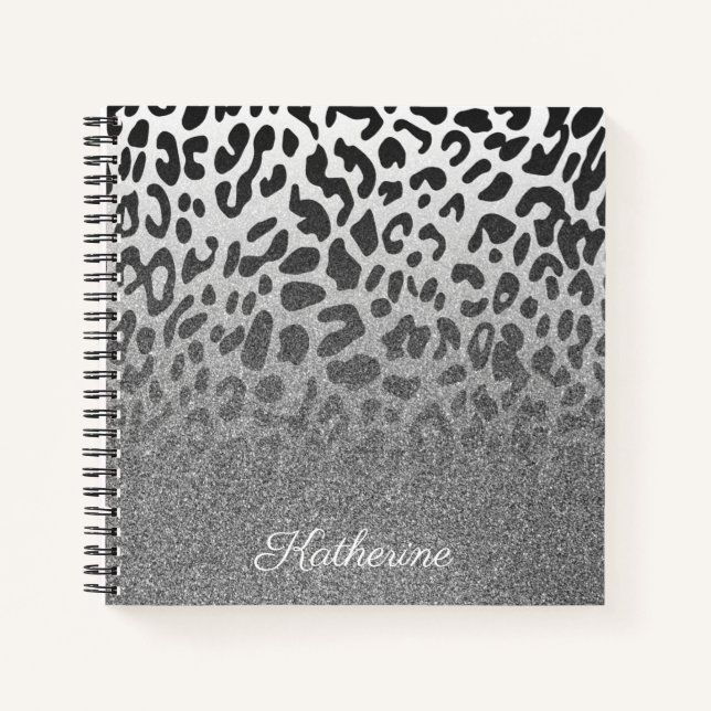 Glitter Leopard Print Notebook (Front)