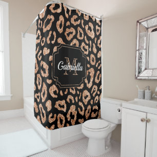 Glitter Leopard Print Shower Curtain