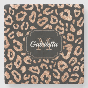 Glitter Leopard Print Stone Coaster