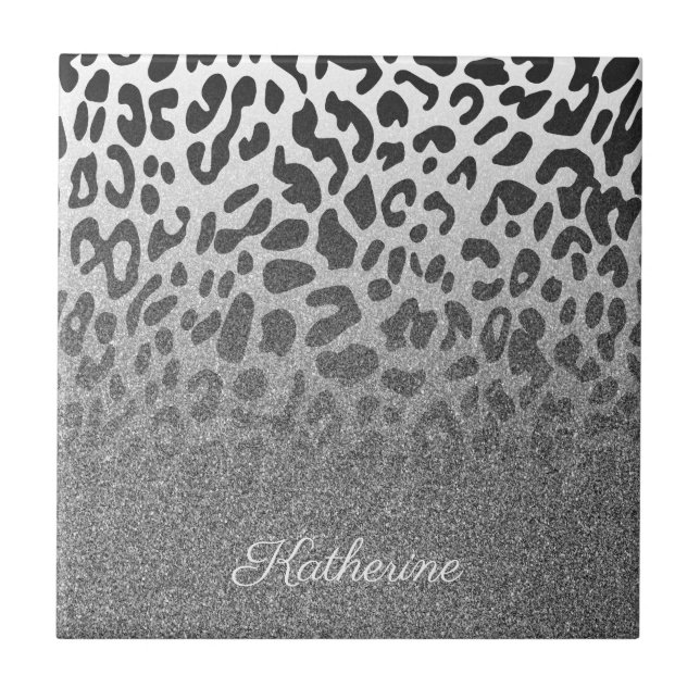 Glitter Leopard Print Tile (Front)