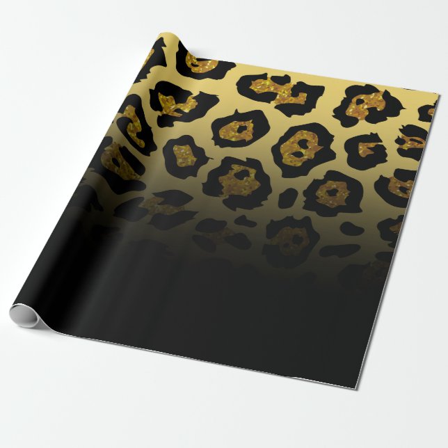 Glitter Leopard Print Wrapping Paper (Unrolled)