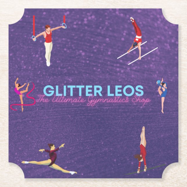Glitter Leo's - The Ultimate Gymnastics Shop Paper Coaster (Front)