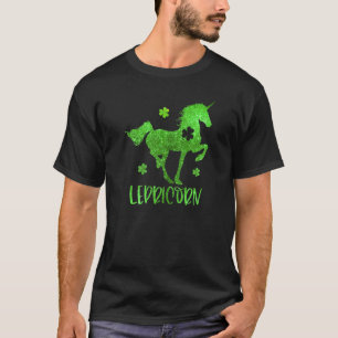 Glitter Lepricorn Irish Lucky Shamrock C St Patric T-Shirt