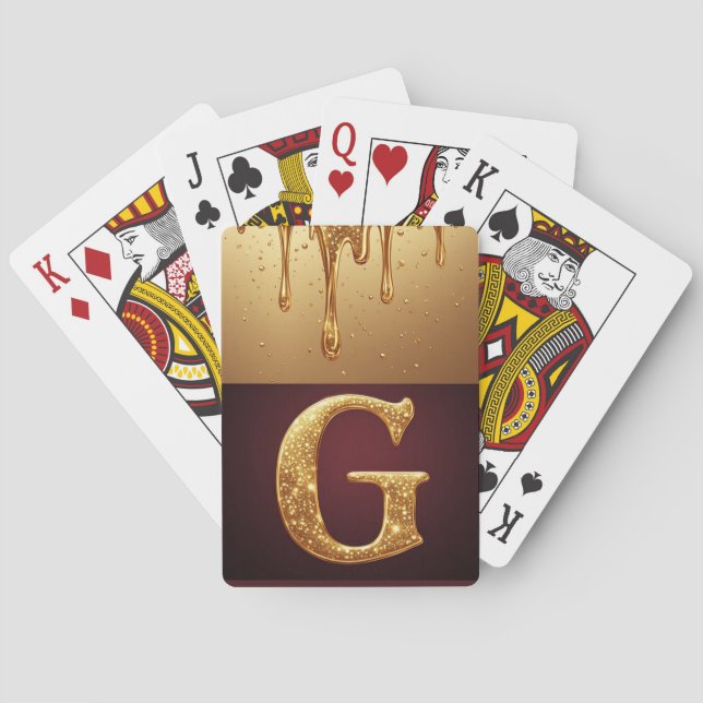 Glitter Letter G Monogram With Dripping Liquid  Playing Cards (Back)