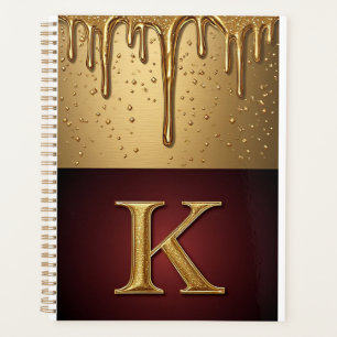 Glitter Letter K Monogram With Dripping Liquid  Planner