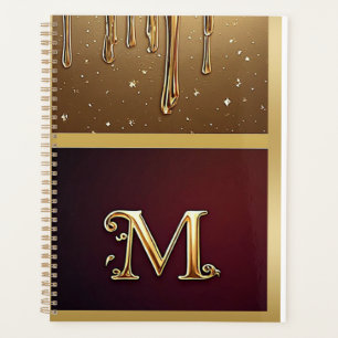 Glitter Letter M Monogram With Dripping Liquid  Planner
