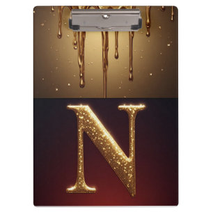 Glitter Letter N Monogram With Dripping Liquid Clipboard