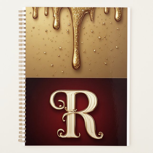 Glitter Letter R Monogram With Dripping Liquid  Planner (Front)