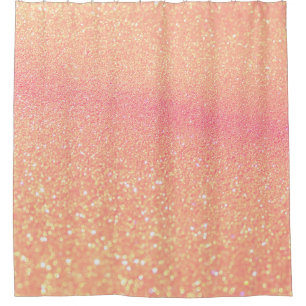 Glitter lights on black background. Out-of-focus Shower Curtain