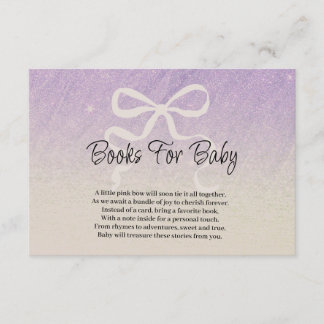 Glitter lilac gradient coquette bow Books Baby Enclosure Card