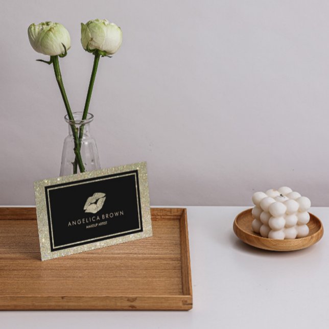 Glitter Lips Makeup Artist Business Card (Creator Uploaded)