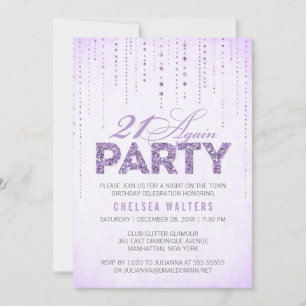 Glitter Look 21 Again Party Invitation